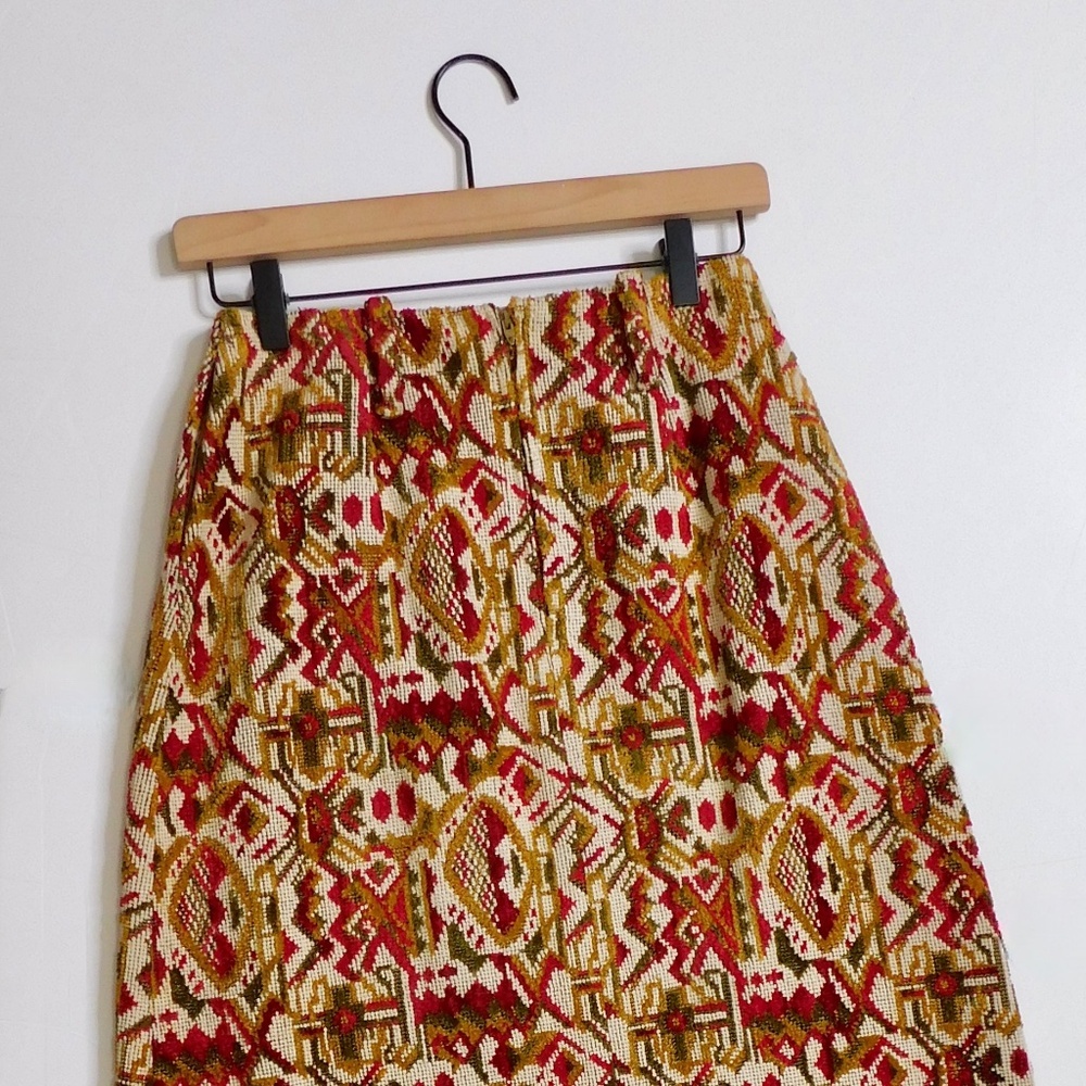 Vintage ANN TAYLOR Sportswear Tapestry Midi Skirt Textured Cottagecore Size 2 - Picture 7 of 11